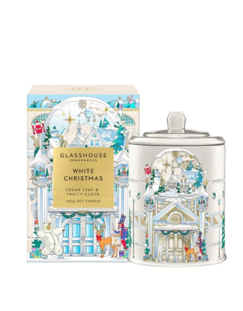 GLASSHOUSE FRAGRANCES WHITE CHRISTMAS 13.4 oz. Triple Scented Candle