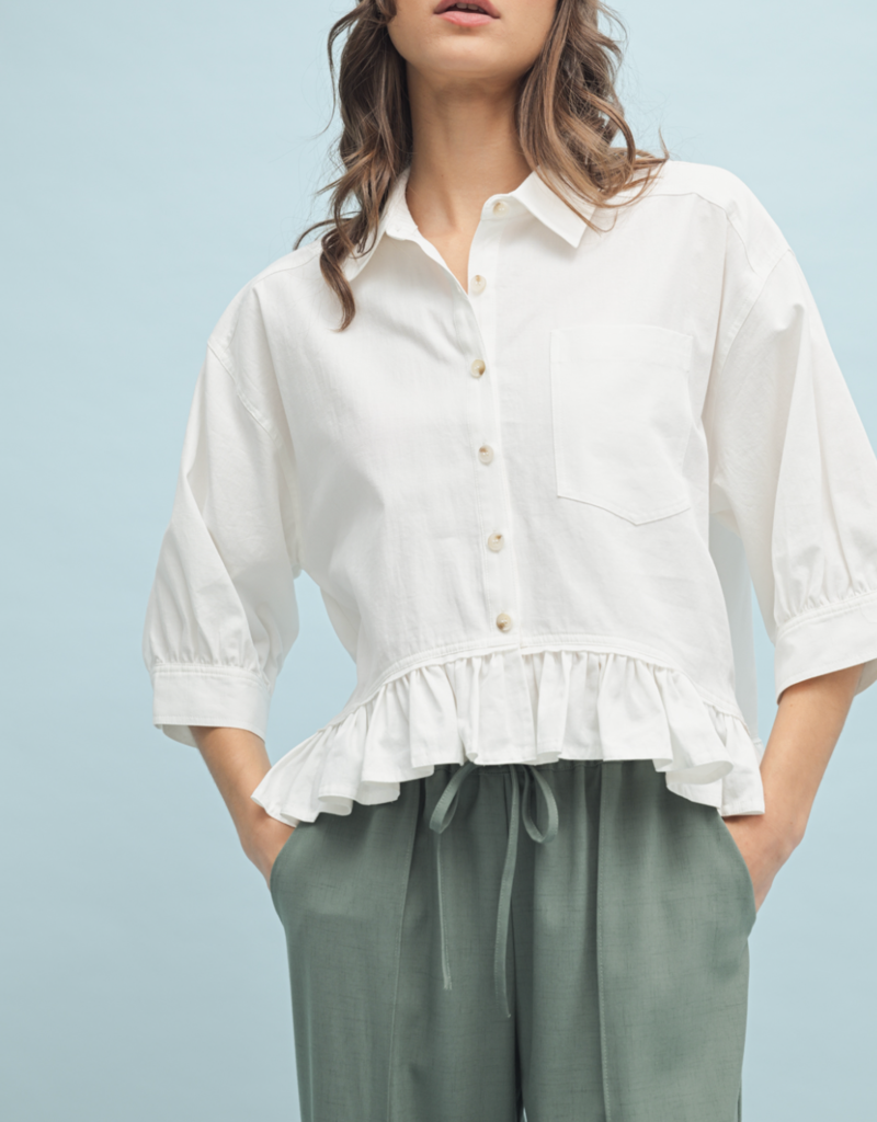 HARPER FLOUNCE HEM TOP-OFF WHITE