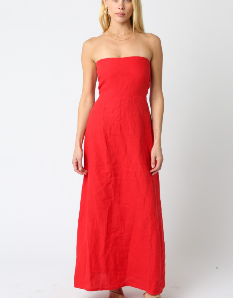 OLIVACEOUS IRISE MAXI DRESS-RED