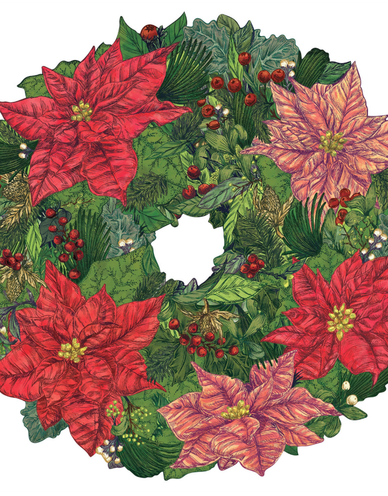 HESTER & COOK DIE CUT POINSETTIA WREATH PLACEMATS