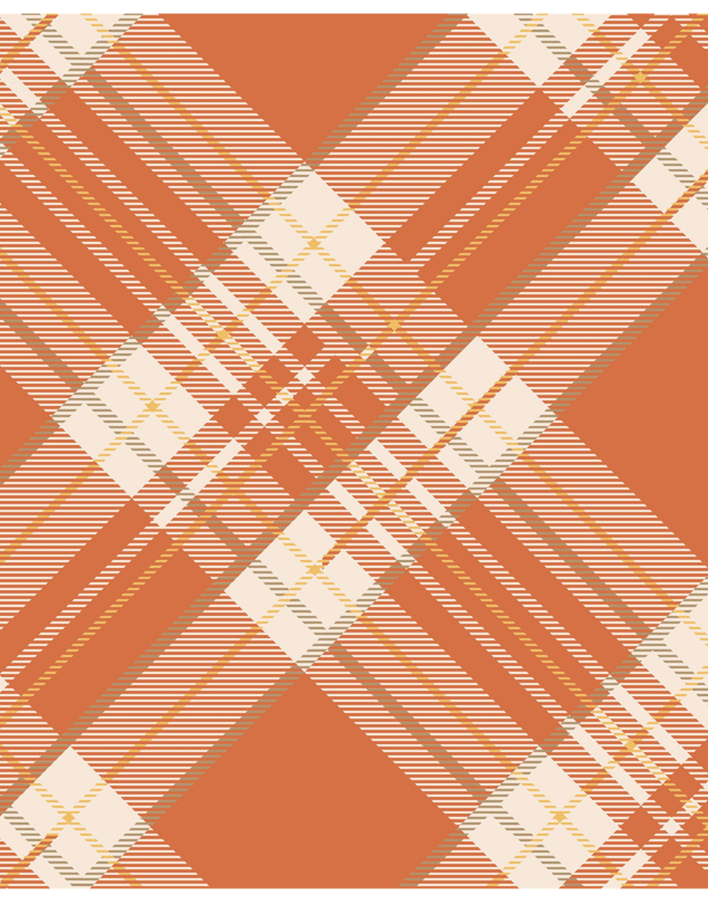 HESTER & COOK ORANGE PLAID COCKTAIL NAPKINS