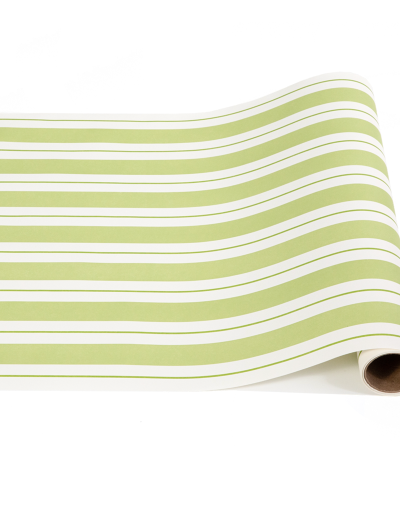 HESTER & COOK GREEN AWNING STRIPE TABLE RUNNER 20" X 25'