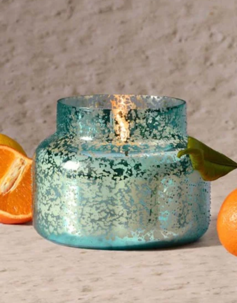 CAPRI BLUE VOLCANO AQUA OPALINE SINGATURE JAR, 19 oz