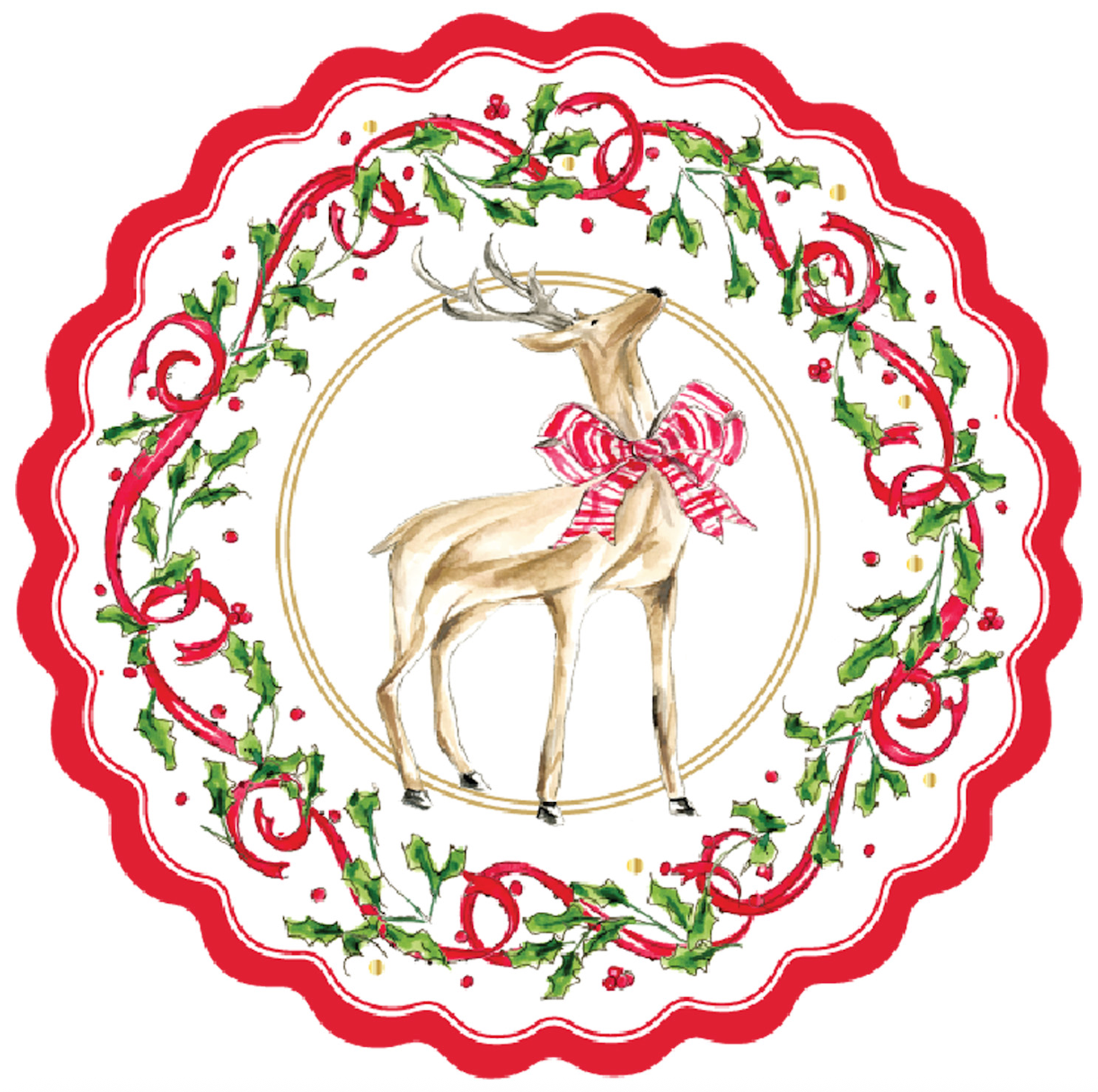 SOPHISTIPLATE HOLLY BERRY BY ROSANNE BECK SCALLOPED SALAD PLATE SOPHISTIPLATE HOLLY BERRY BY ROSANNE BECK SCALLOPED SALAD PLATE