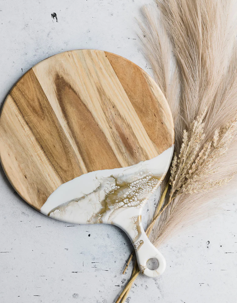 LYNN & LIANA ROUND CHEESE PADDLE ACACIA BOARDS