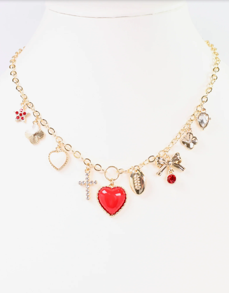BENTLEY CHARM NECKLACE-RED/WHITE