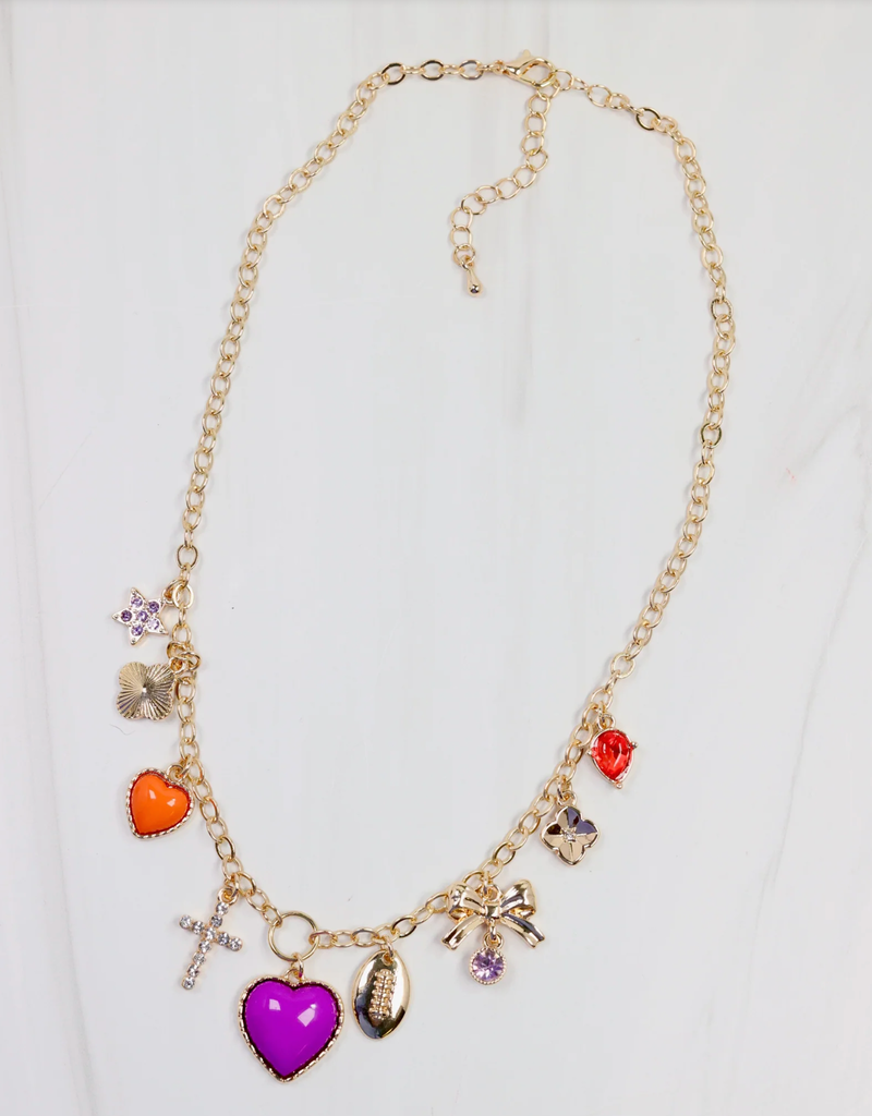 BENTLEY CHARM NECKLACE-PURPLE/ORANGE