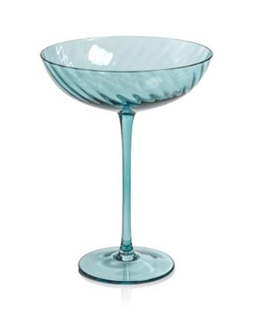ZODAX SAVOY OPTIC SWIRL COCKTAIL GLASS-BLUE ZODAX SAVOY OPTIC SWIRL COCKTAIL GLASS-BLUE