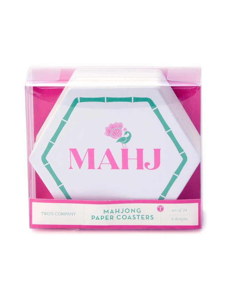 TWO'S COMPANY LET'S MAHJ SET OF 24 COASTERS IN BOX