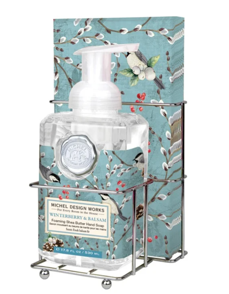 MICHEL DESIGN WORKS WINTERBERRY & BALSAM FOAMING SOAP/NAPKIN SET