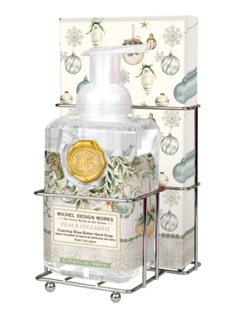 MICHEL DESIGN WORKS PEACE ON EARTH FOAMING SOAP/NAPKIN SET