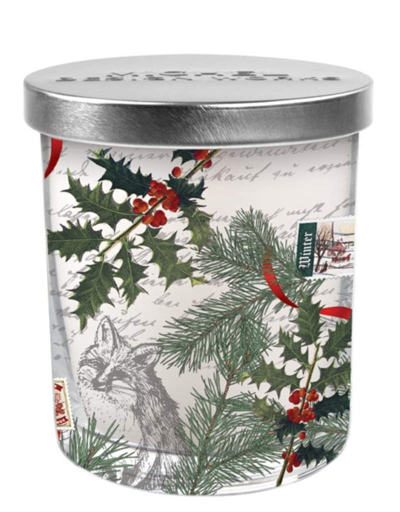 MICHEL DESIGN WORKS WINTER WOODLAND CANDLE JAR WITH LID
