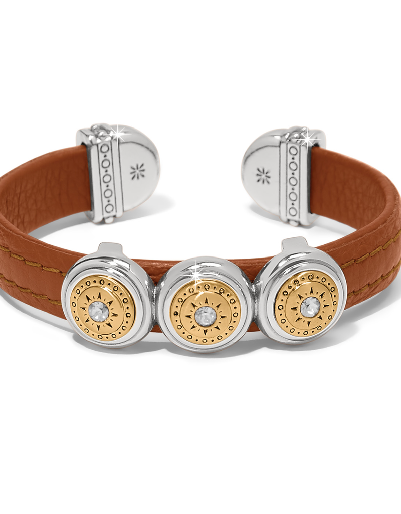 BRIGHTON Mosaic Two Tone Leather Disc Cuff Bracelet