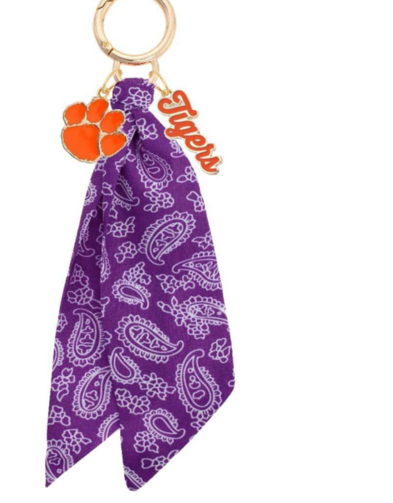 CANVAS CLEMSON TIGERS LOGO BANDANA BAG CHARM