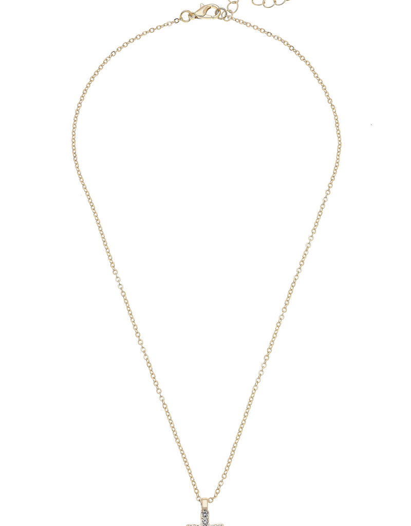 CANVAS CLARA PAVE CROSS NECKLACE