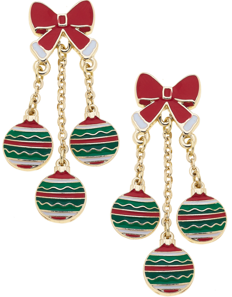 CANVAS DECK THE HALLS ENAMEL EARRINGS