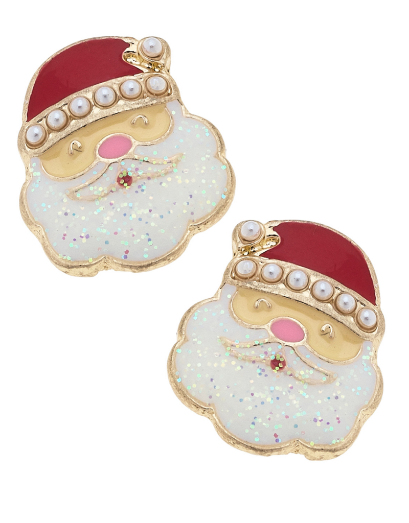 CANVAS PEARL STUDDED SANTA CLAUS STUD EARRINGS