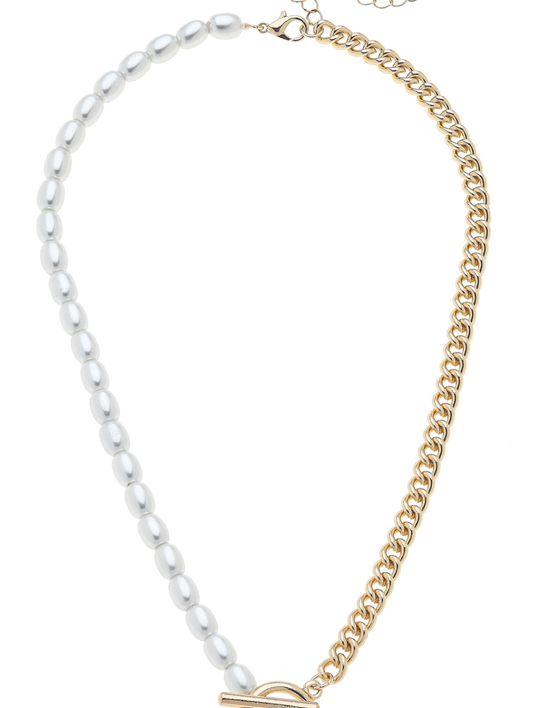 CANVAS ESTELLE PEARL TOGGLE HALF AND HALF NECKLACE