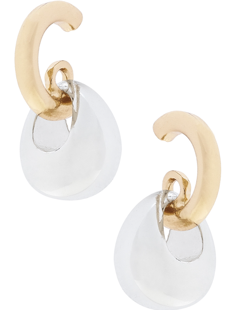 CANVAS PUNKY DROP HOOP EARRINGS-TWO TONE