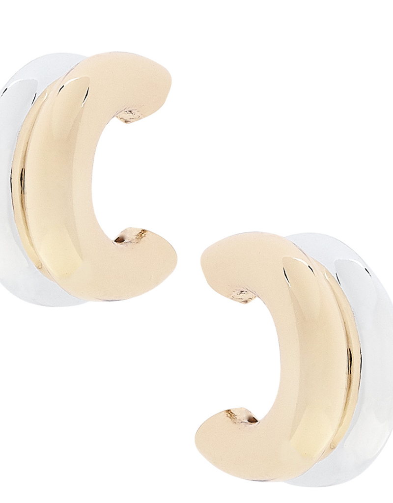 CANVAS DYLAN MINI DOUBLE HOOP EARRINGS-TWO TONE