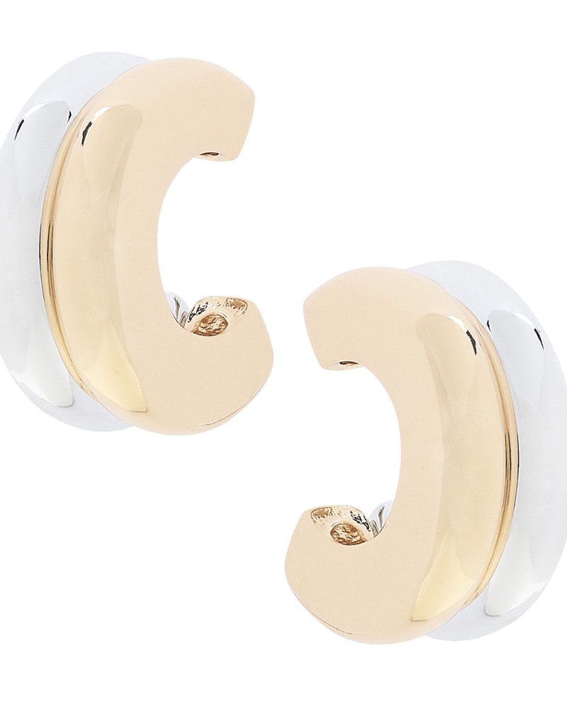 CANVAS DYLAN DOUBLE HOOP EARRINGS-TWO TONE