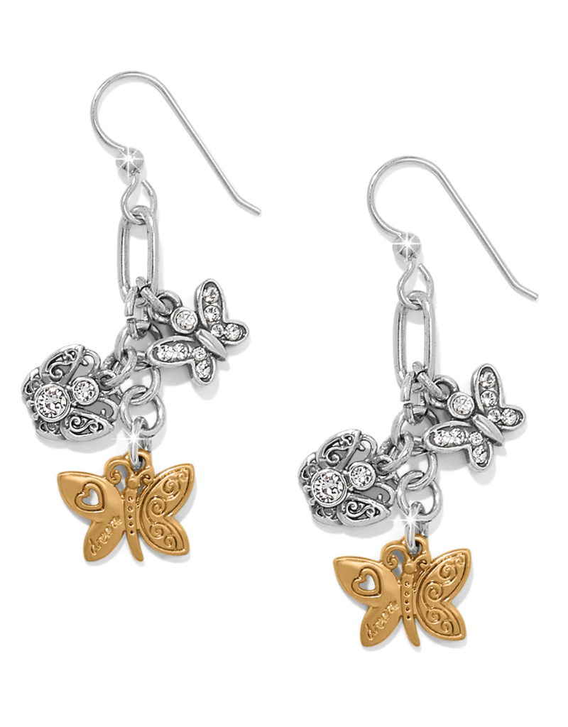 BRIGHTON FOREVER BUTTERFLY CHARMS FRENCH WIRE EARRINGS