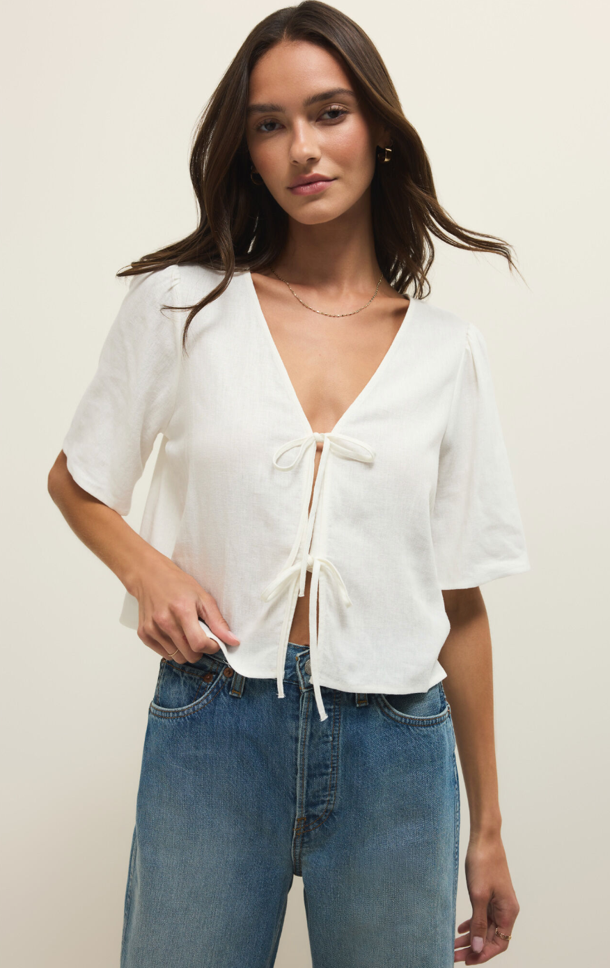 Z SUPPLY LA BELLE LINEN TOP-WHITE
