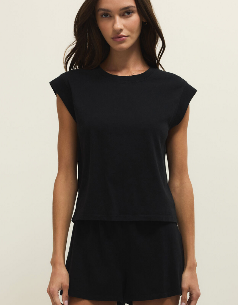 Z SUPPLY CAMINO JERSEY TOP-TRUE BLACK