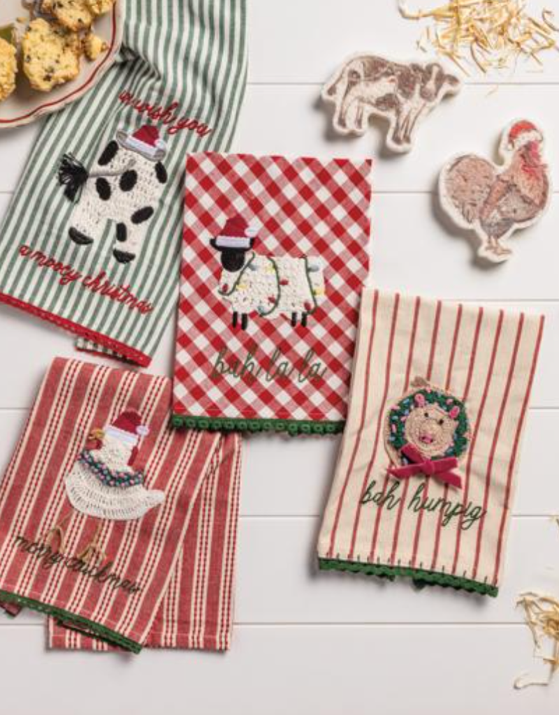 MUD PIE farm xmas towels