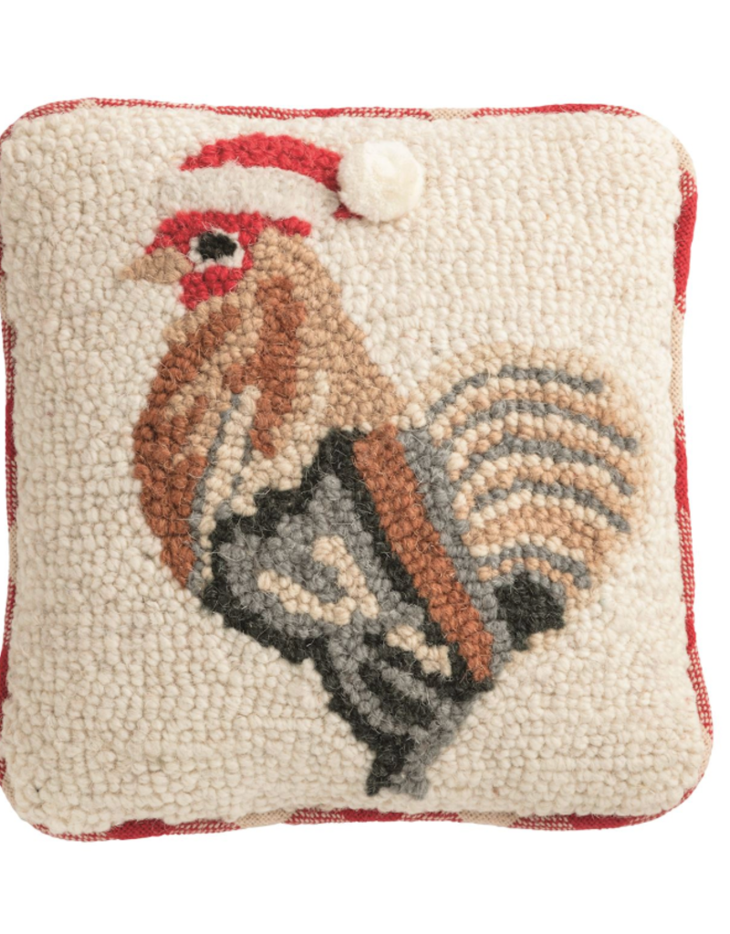 MUD PIE CHICKEN XMAS HOOK MINI PILLOW