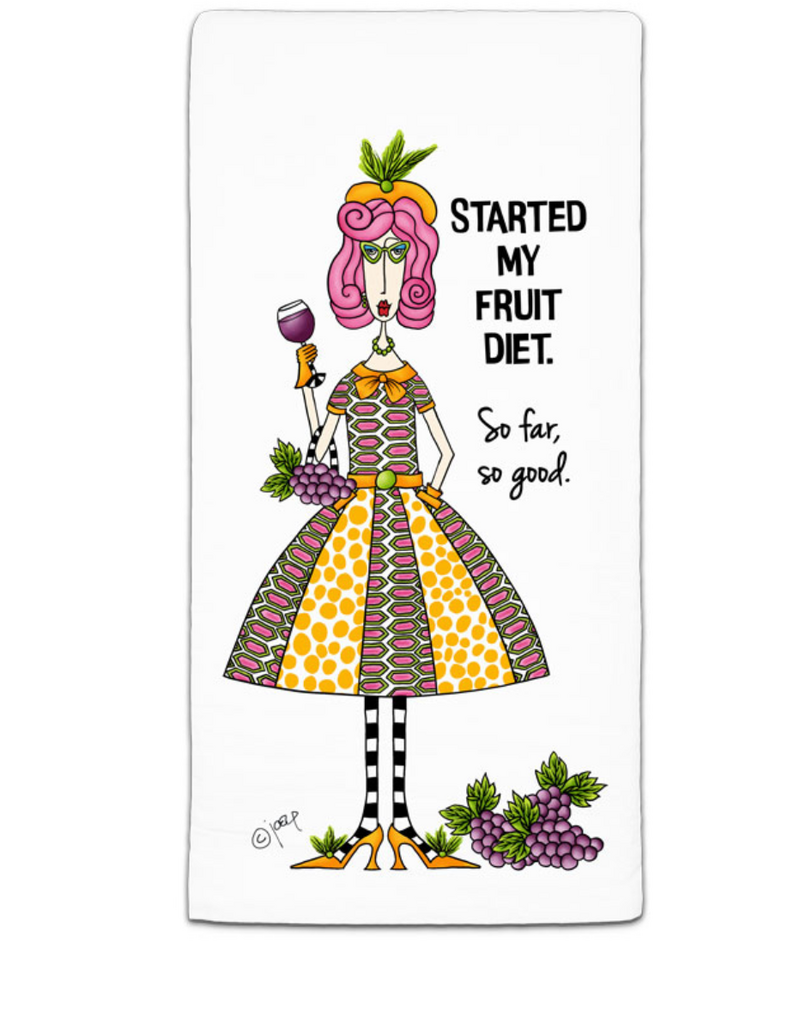 CJ BELLA CO STARTED MY FRUIT DIET FLOUR SACK TOWEL