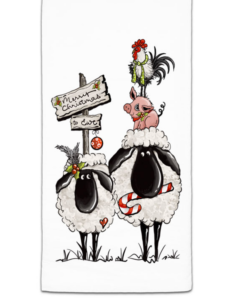 CJ BELLA CO MERRY CHRISTMAS TO EWE FLOUR SACK TOWEL