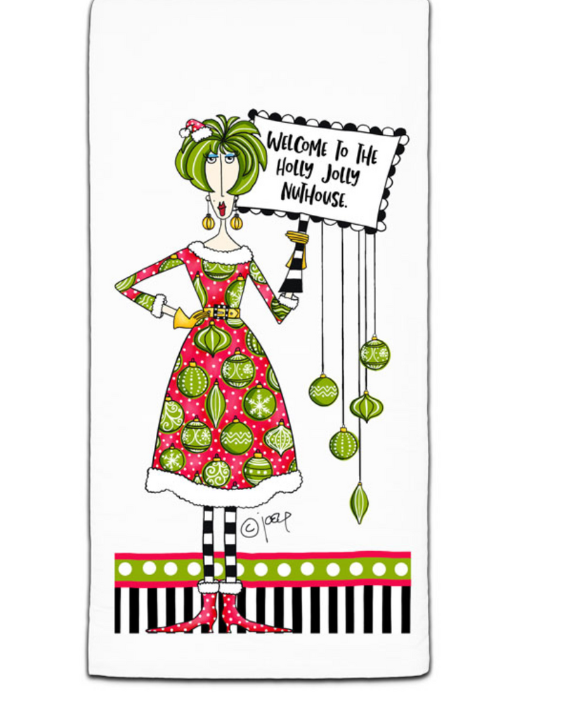 CJ BELLA CO WELCOME TO THE HOLLY FLOUR SACK TOWEL