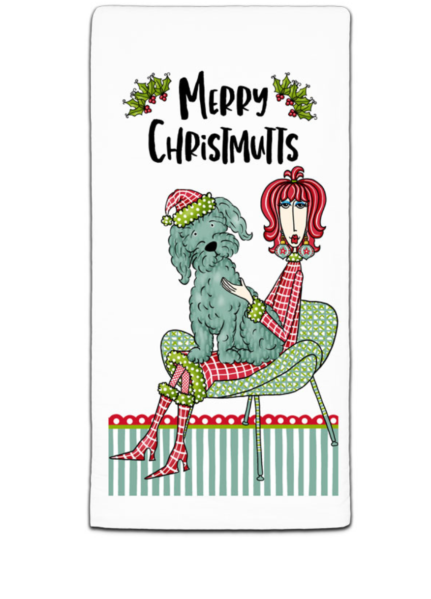 CJ BELLA CO MERRY CHRISTMUTTS FLOUR SACK TOWEL CJ BELLA CO MERRY CHRISTMUTTS FLOUR SACK TOWEL