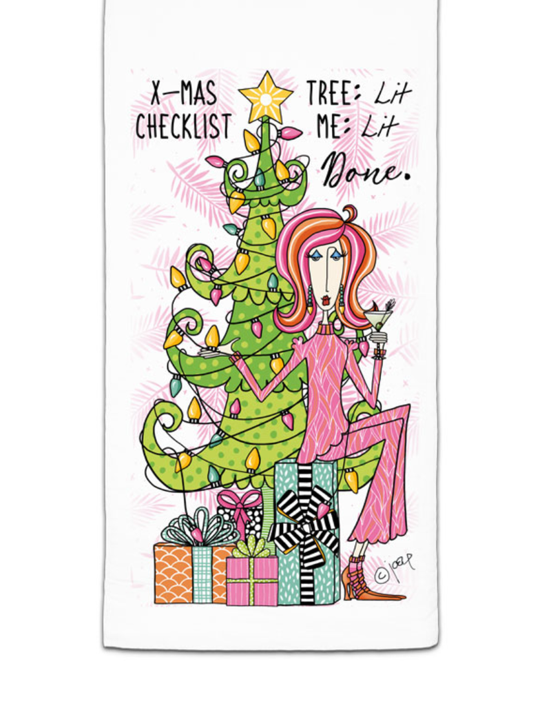CJ BELLA CO X-MAS CHECKLIST FLOUR SACK TOWEL