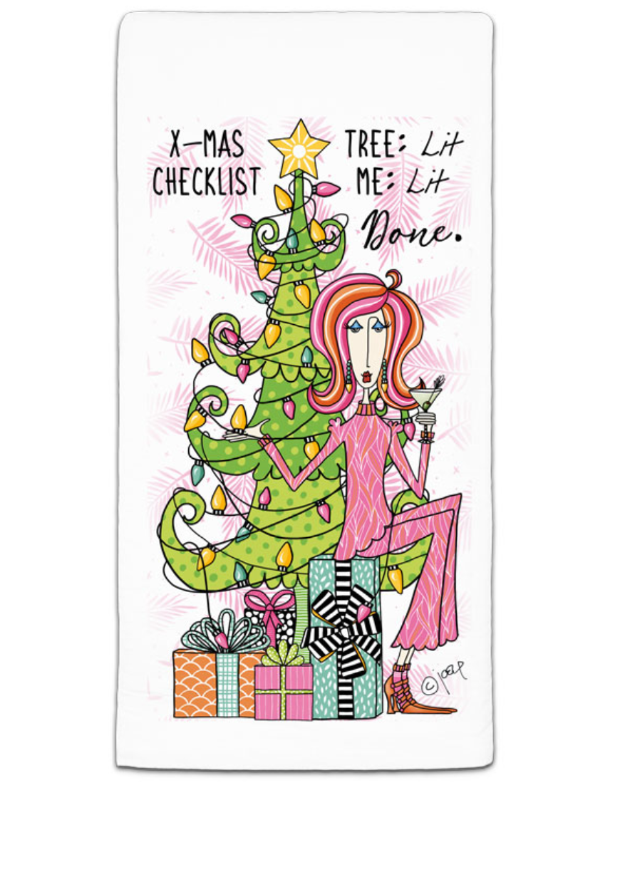 CJ BELLA CO X-MAS CHECKLIST FLOUR SACK TOWEL CJ BELLA CO X-MAS CHECKLIST FLOUR SACK TOWEL
