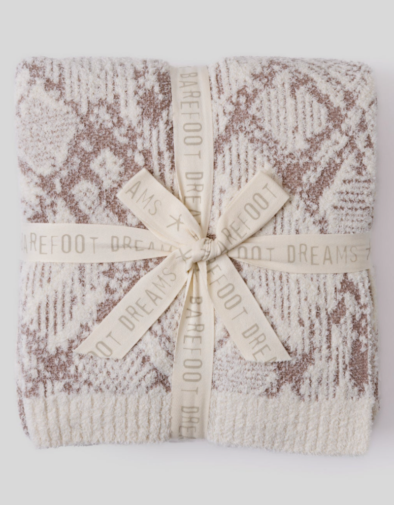 BAREFOOT DREAMS COZYCHIC COTTON GRAPHIC TEXTURE THROW 54X74-CREAM/TAUPE