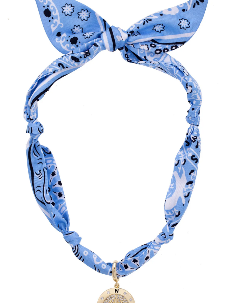 CANVAS CALISTA PAVE COMPASS SCARF NECKLACE BLUE/WHITE