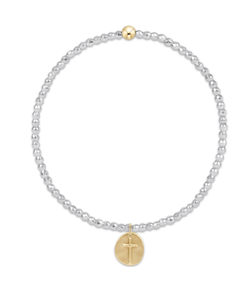 ENEWTON Bright Silver Faceted Hematite  2mm Bead Bracelet -INSPIRE GOLD CHARM