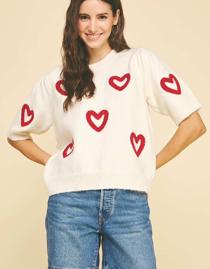 PINCH HEART THROB SHORT SLEEVE SWEATER