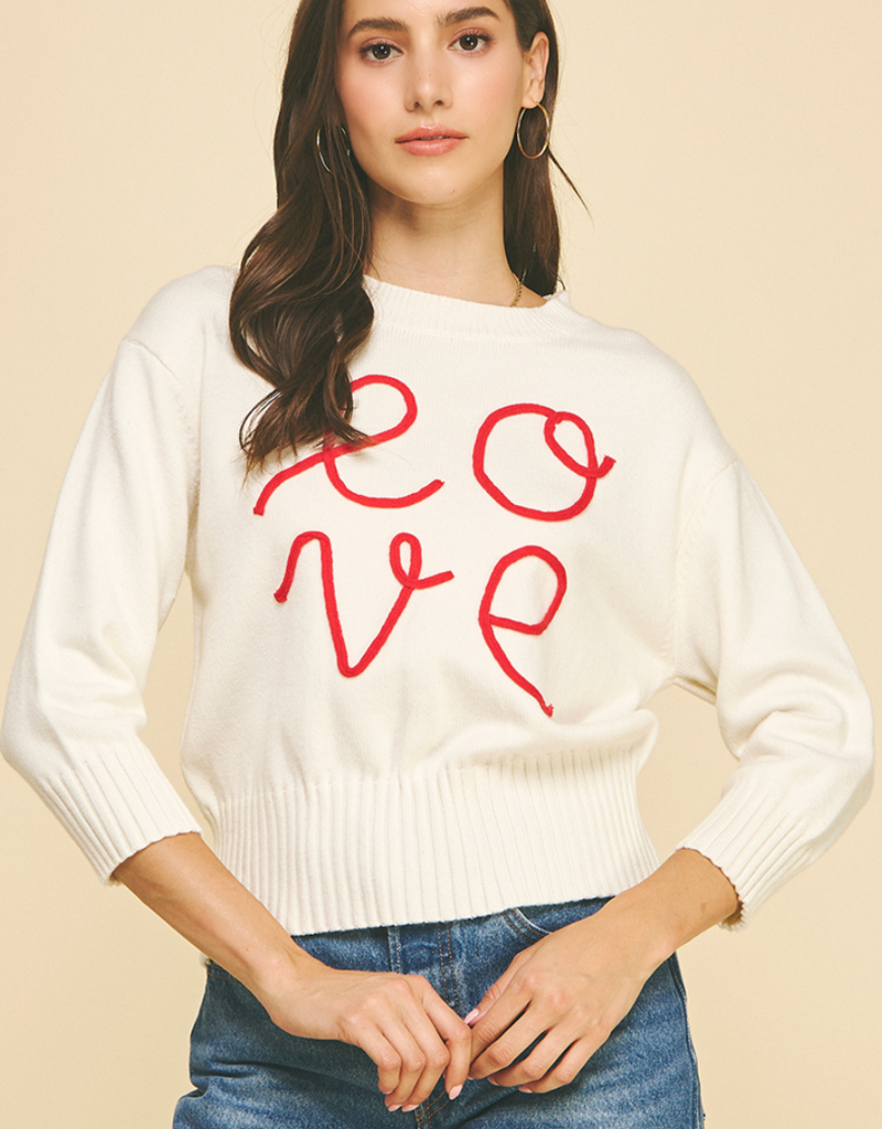 PINCH LOVE LETTER EMBROIDERED SWEATER