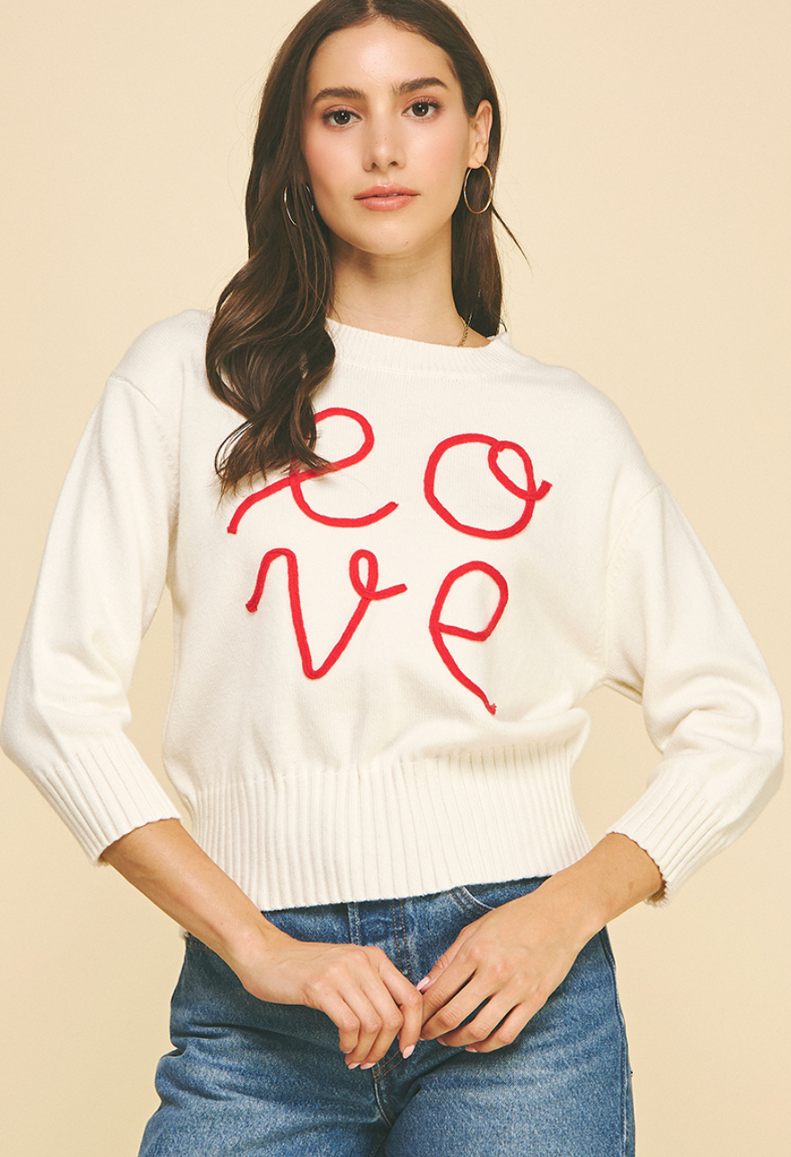 PINCH LOVE LETTER EMBROIDERED SWEATER