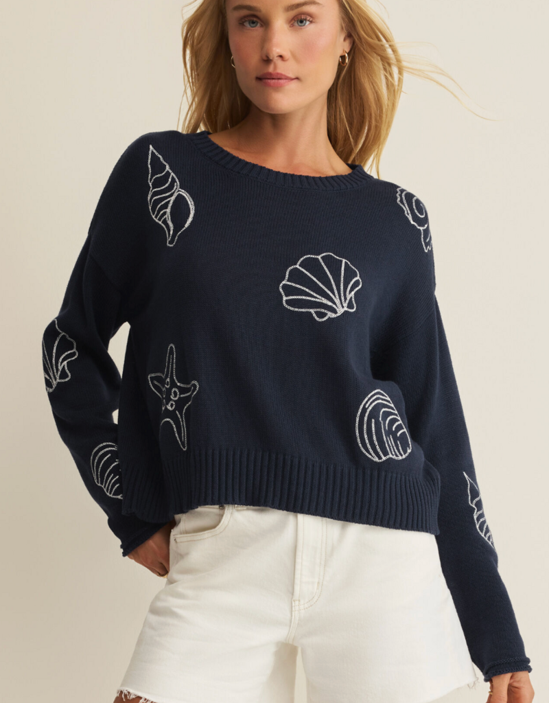 Z SUPPLY PARADISE REEF SIENNA SWEATER-NAVY