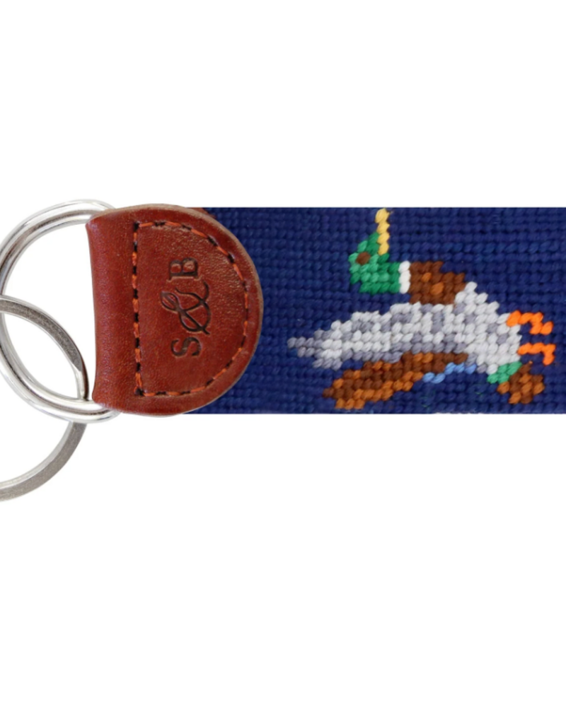 SMATHERS & BRANSON MALLARD NEEDLEPOINT KEY FOB-NAVY