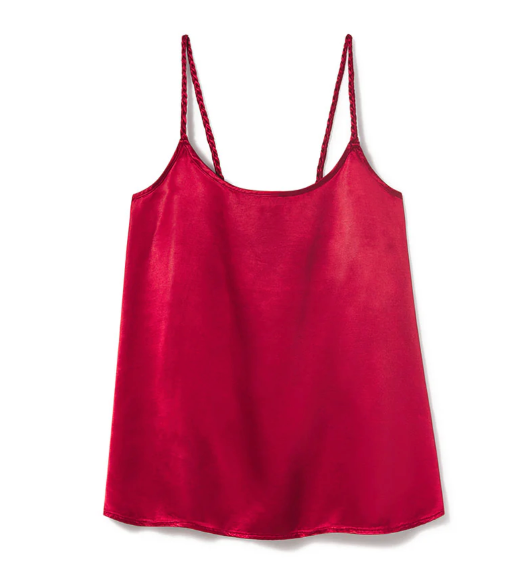 PJ HARLOW DAISY SATIN CAMI WITH BRAIDED STRAPS