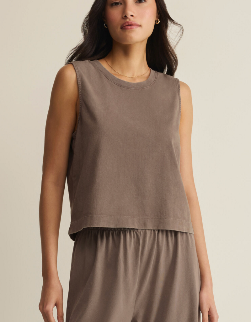 Z SUPPLY SLOANE JERSEY MUSCLE TANK-PERFECTLY TAUPE