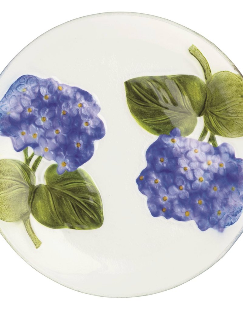 MUD PIE HYDRANGEA GLASS PLATE