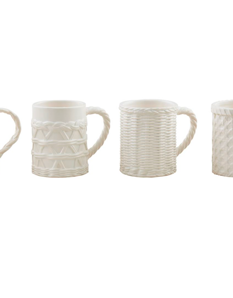 MUD PIE ASSORTED WOVEN STONEWARE MUGS