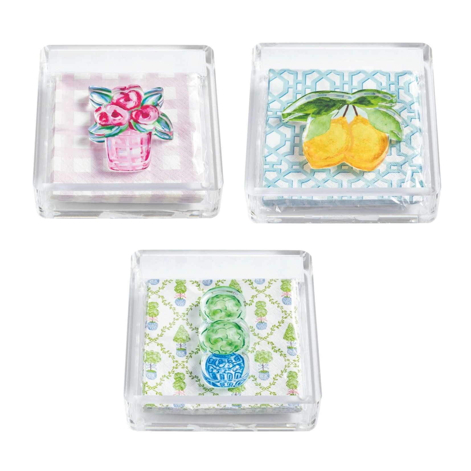 MUD PIE GARDEN NAPKIN HOLDER AND WEIGHT SET