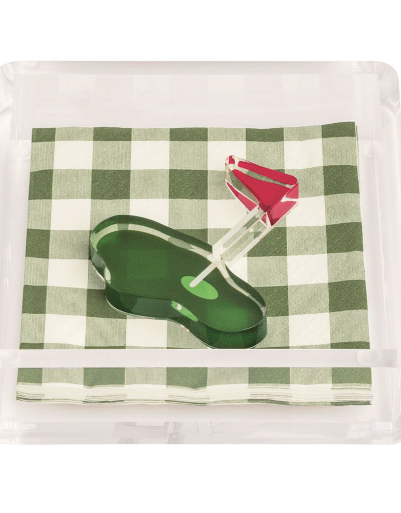 MUD PIE GOLF ACRYLIC  NAPKIN HOLDER AND WEIGHT SET